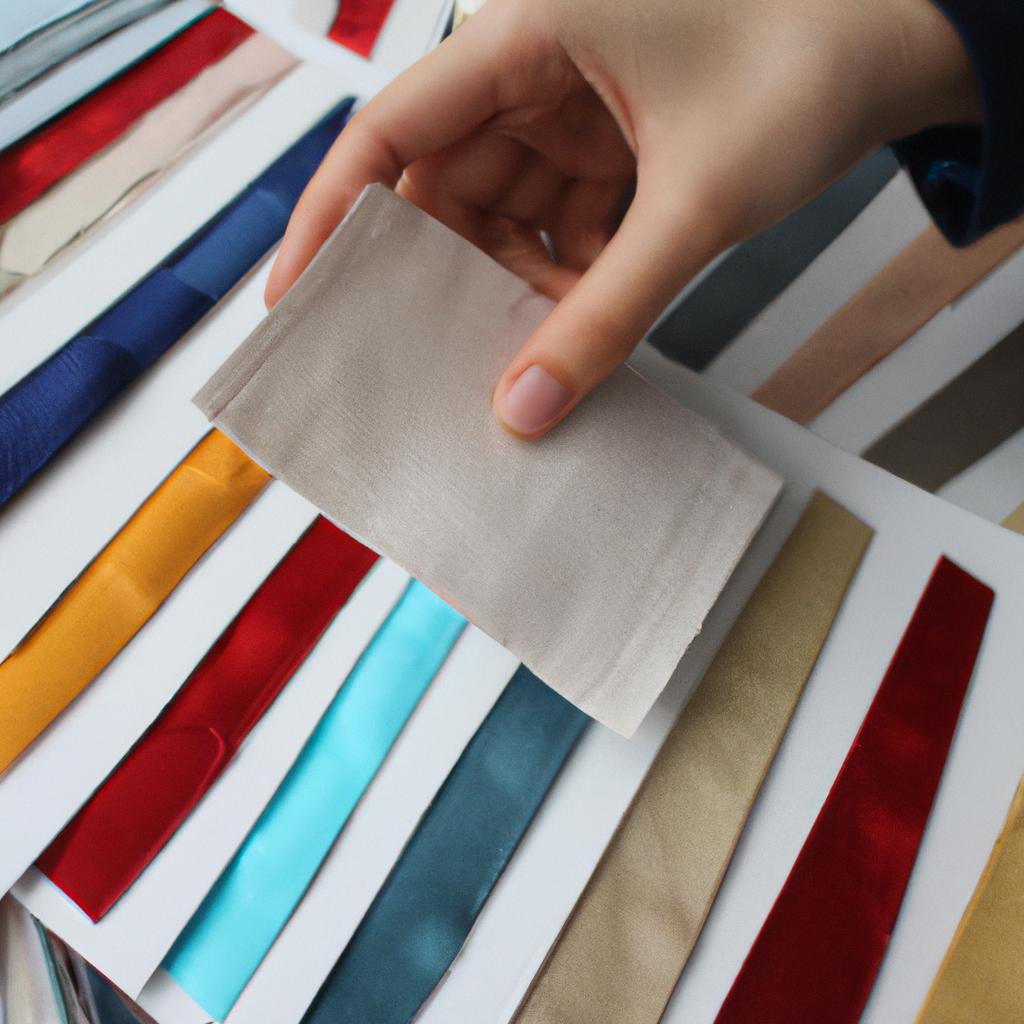 Person choosing fabric swatches