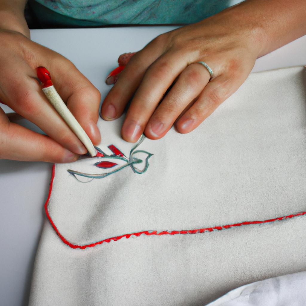 Person stitching embroidery patterns